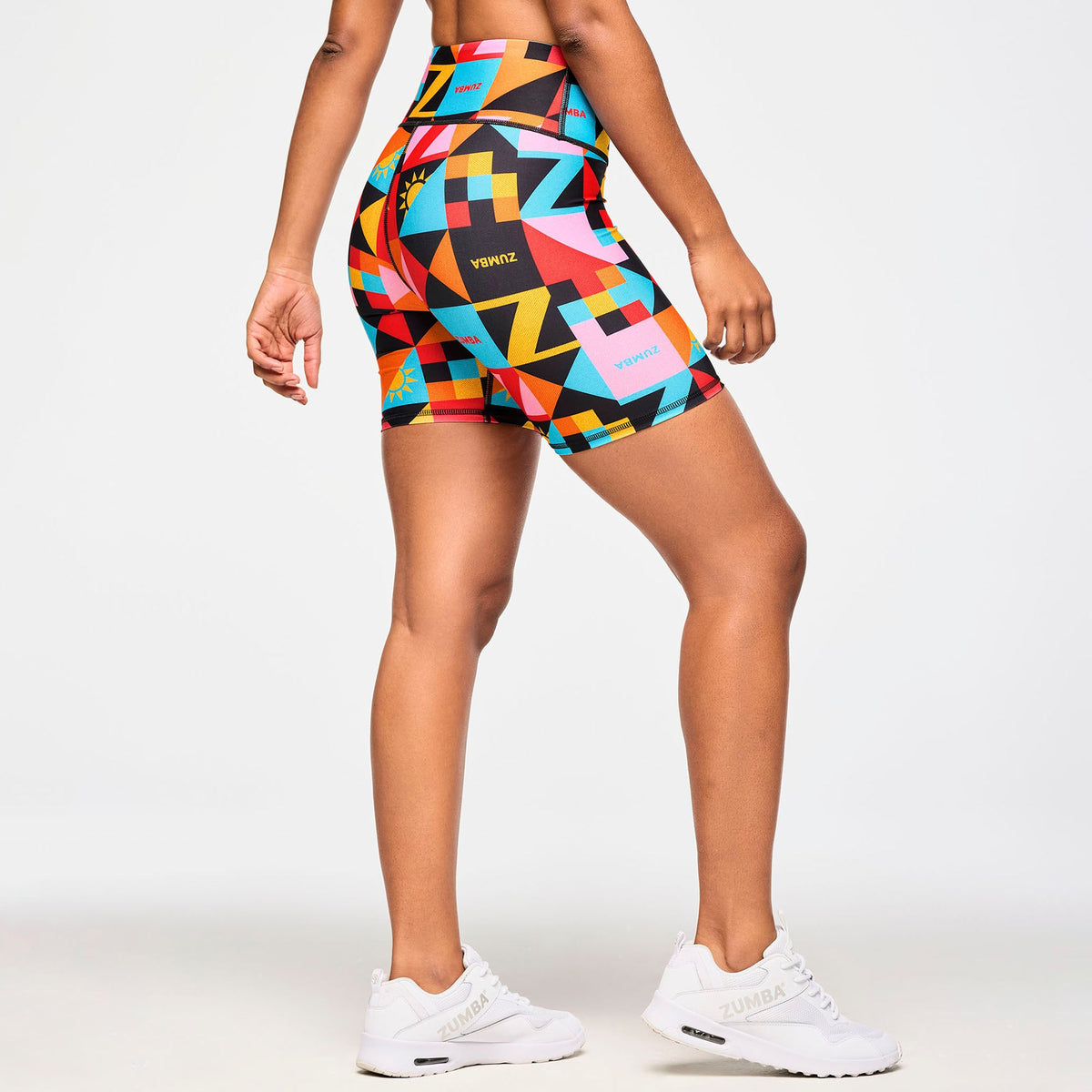 ズンバ Zumba Rays High Waisted Biker Shorts Black/Aqua Zumba Rays High Waisted Biker Shorts - Black/Aqua Z1B000606