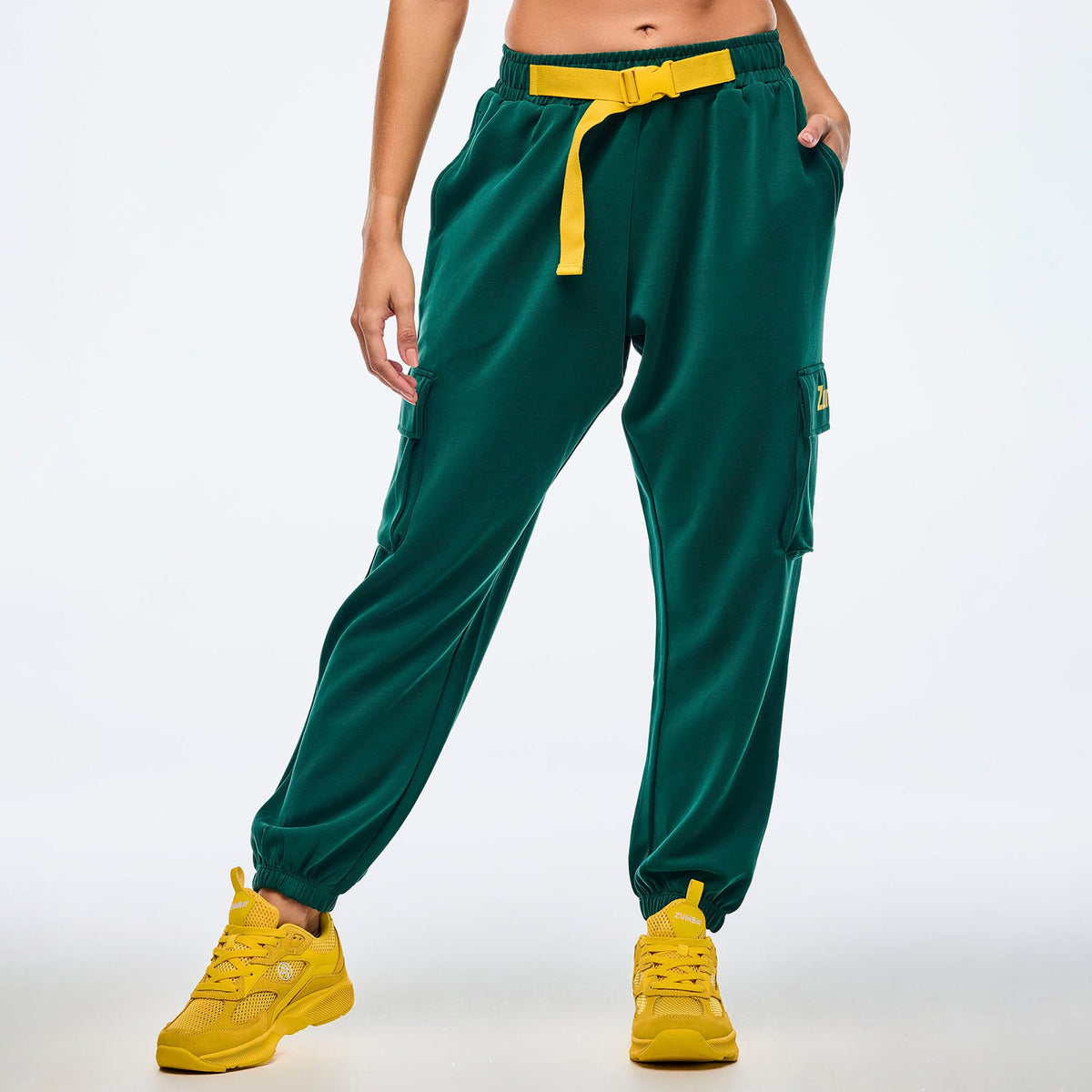 Apres Zumba Modal Slouch Cargo Pants With Belt - Teal Tango