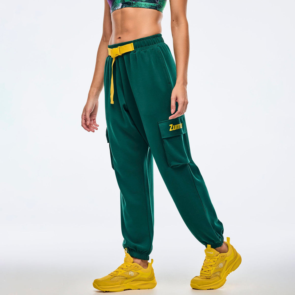 Apres Zumba Modal Slouch Cargo Pants With Belt - Teal Tango