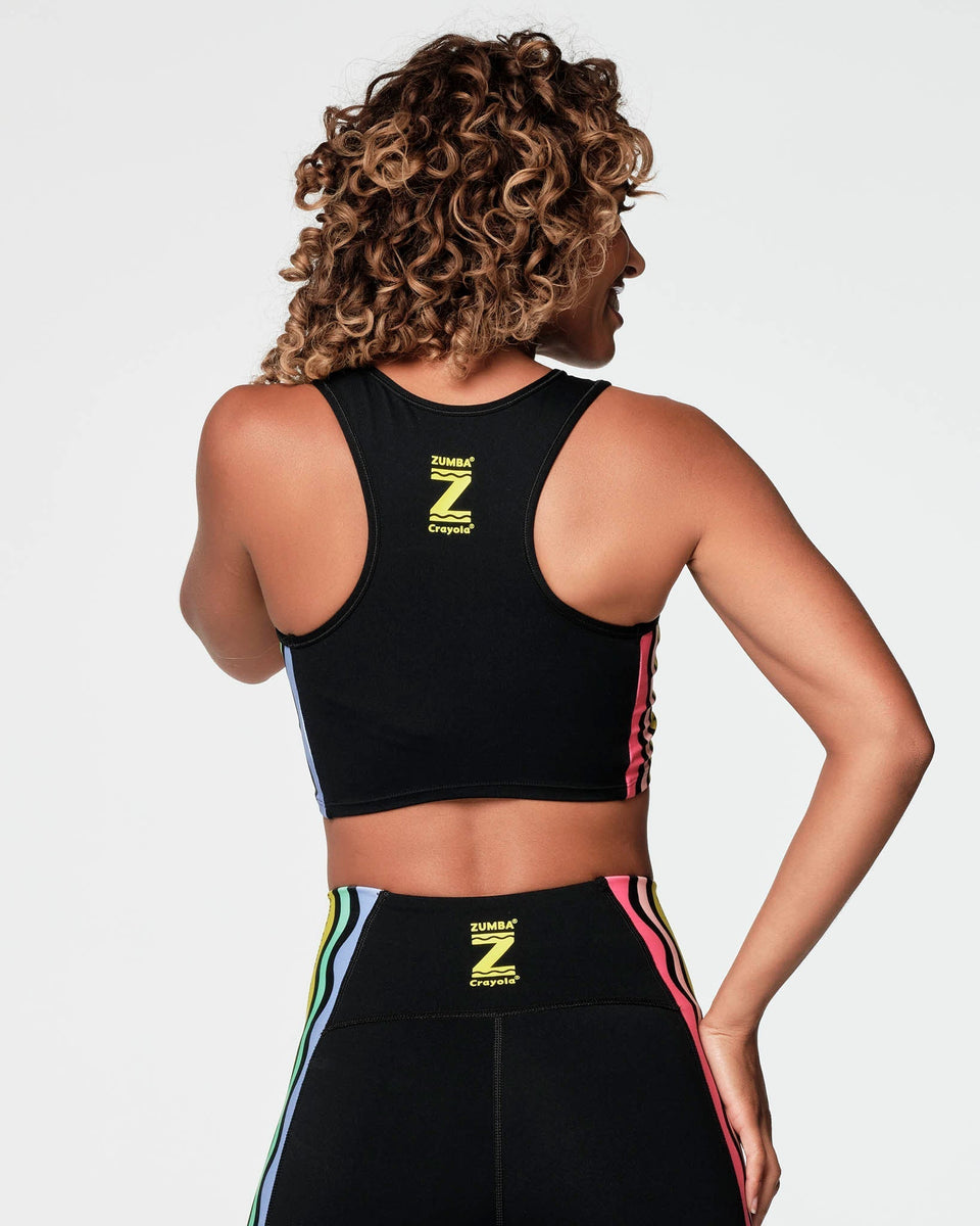 Zumba X Crayola Dance Outside The Lines Crop Tank - Bold Black Z1T000384