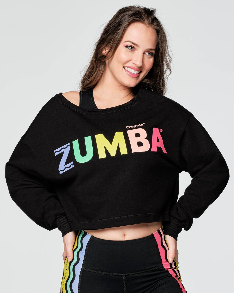 Zumba X Crayola Dance In Color Long Sleeve Top - Bold Black 