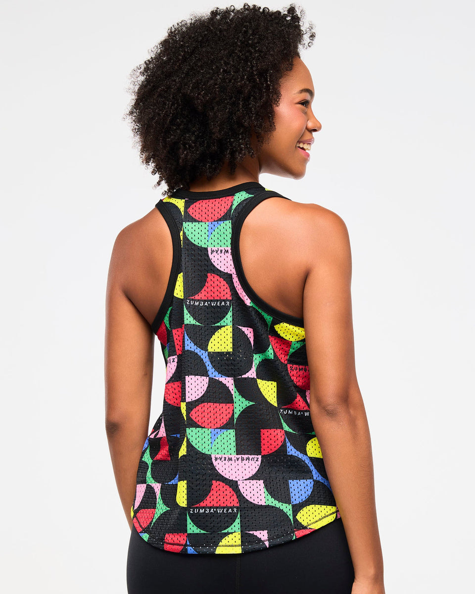 Zumba Haus Basketball Mesh Tank With Curved Hem - Multi