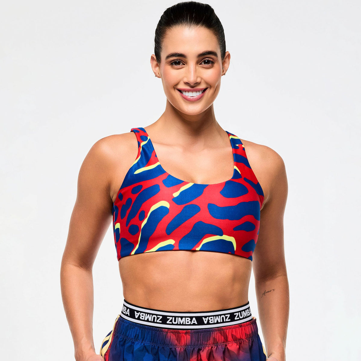 ズンバ Victory Racerback Scoop Clean Finish Bra Orange/Blue Victory Racerback Scoop Clean Finish Bra - Orange/Blue / Red