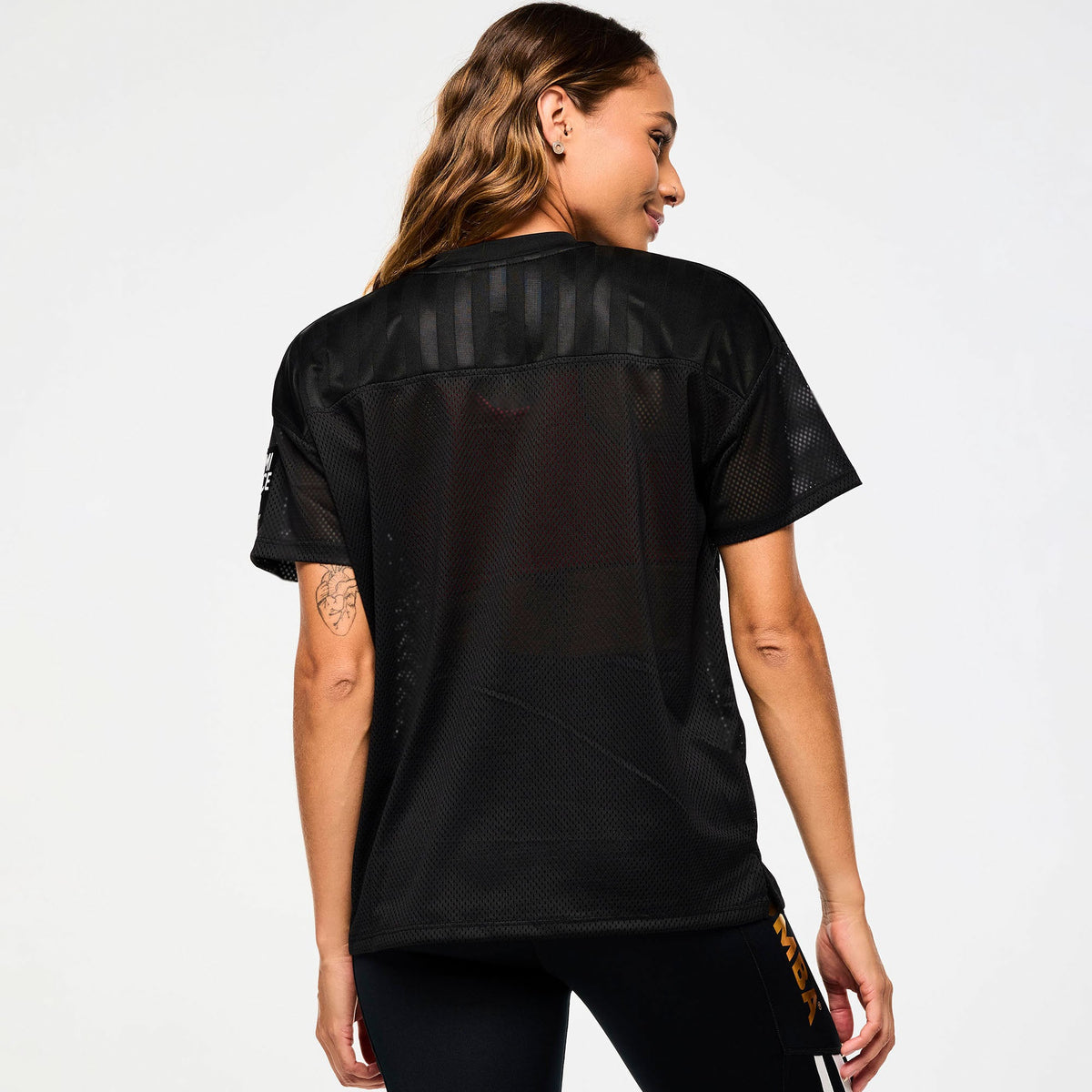Victory V-Neck Mesh Top With Yoke - Bold Black Z1T000902