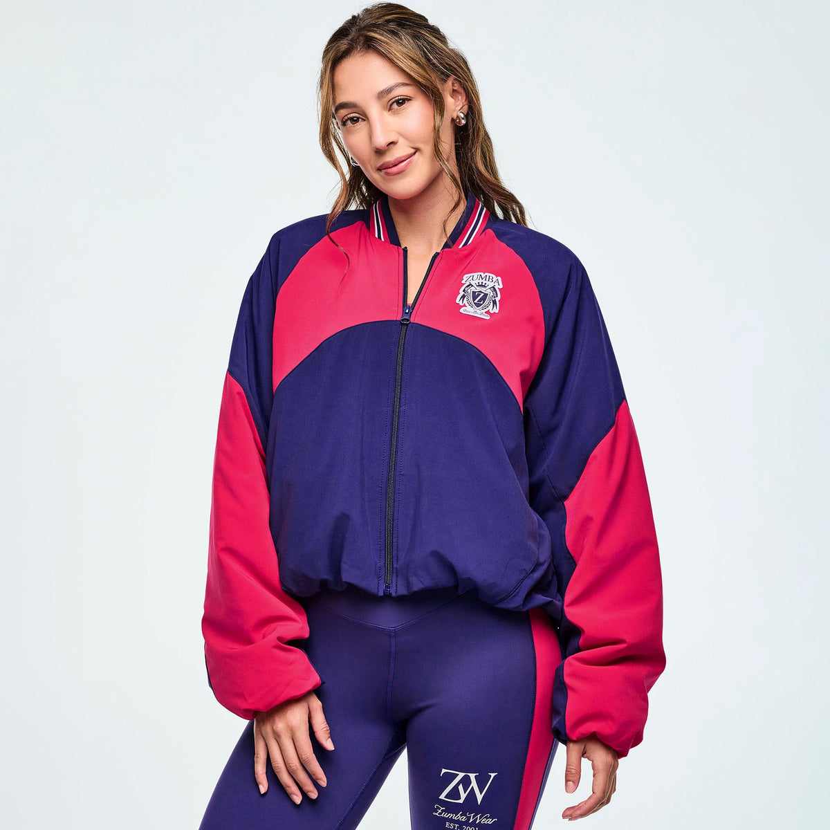 Class of 2001 Color Blocked Puffer Jacket - Dark Blue/Pink