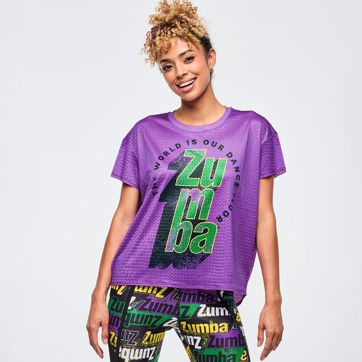 Apres Zumba High Low Crew Neck Top - Purple Power Z1T001026