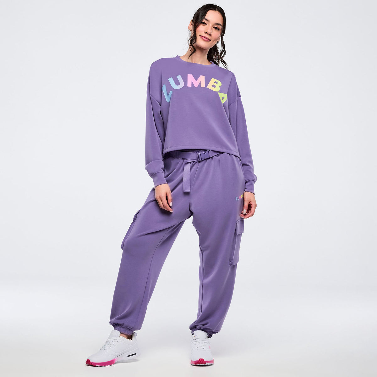 Pastel Modal Long Sleeve Oversized Crop Top - Lilac Haze Z1T001178