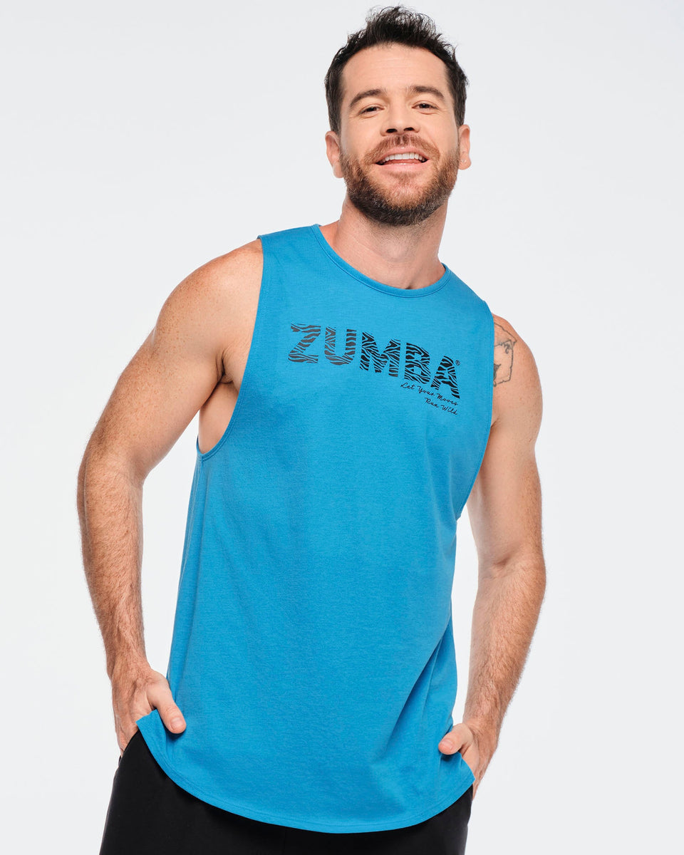 Funscape Round Hem Men's High Neck Tank - Seaside Surf