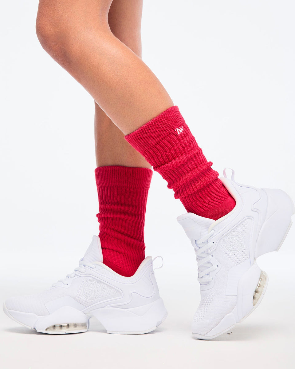 Zumba Haus Scrunch Socks - White / Red Z3A000226 – Natysports