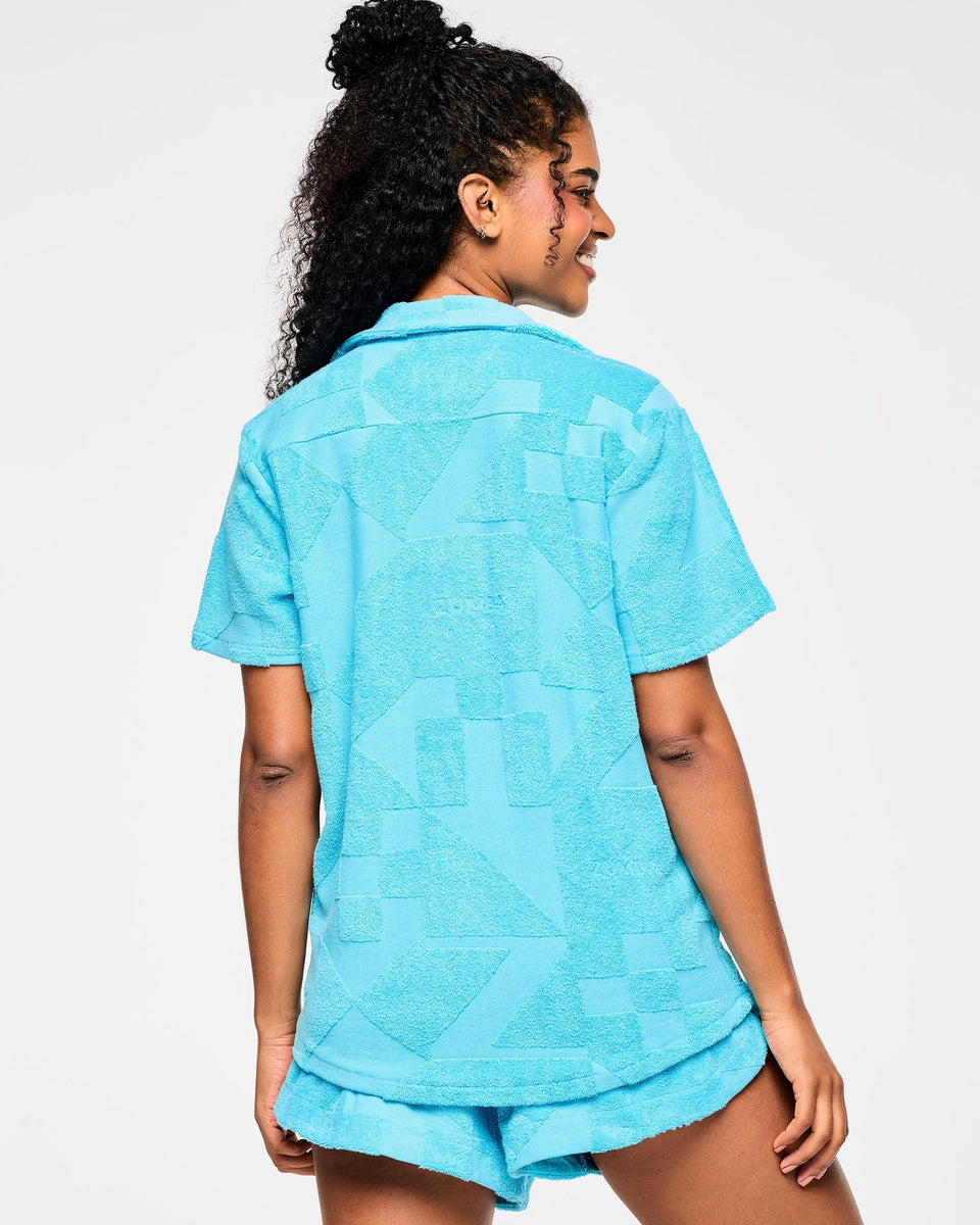★国内発送 ズンバ Zumba Rays Terry Button Down All Out Aqua Zumba Rays Terry Button Down - All Out Aqua Z3T000279