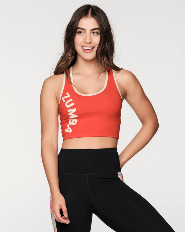 Zumba Forever Crop Racerback - Bold Black / Cherry Red Z1T000283