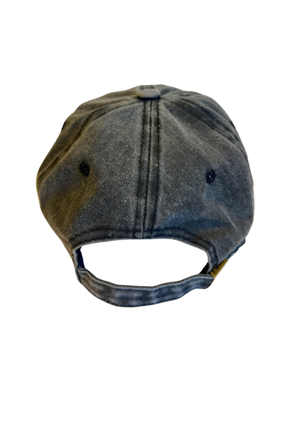 Washed black denim pickleball hat, back view with adjustable strap