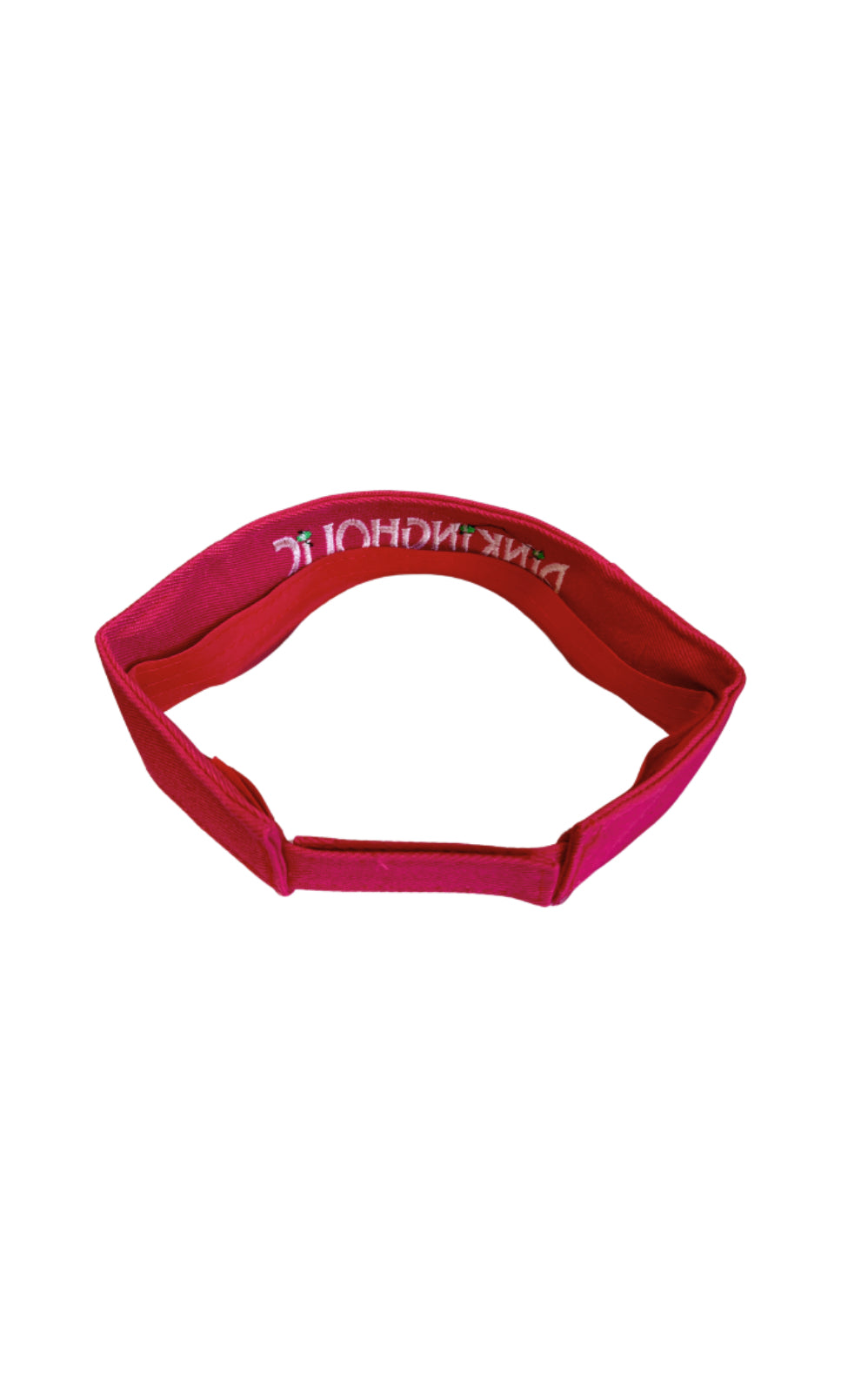 Pink pickleball visor, back view with adjustable strap