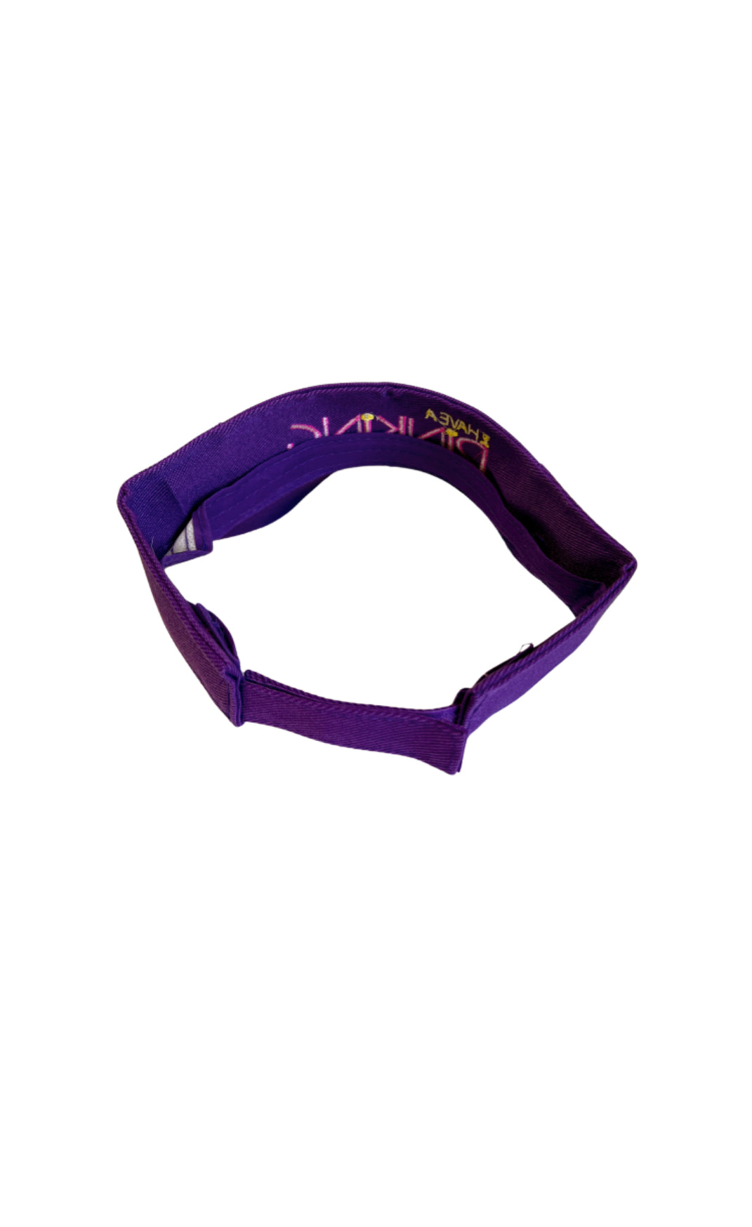 Purple pickleball visor, back view with adjustable strap