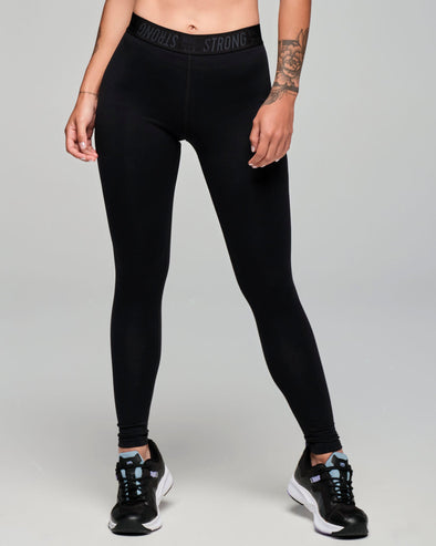 Strong ID Electric High Rise Ankle Leggings With Elastic Waistband - Black S1B000055