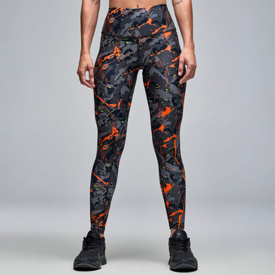STRONG iD High Waisted Ankle Leggings - Black/Orange S1B000064