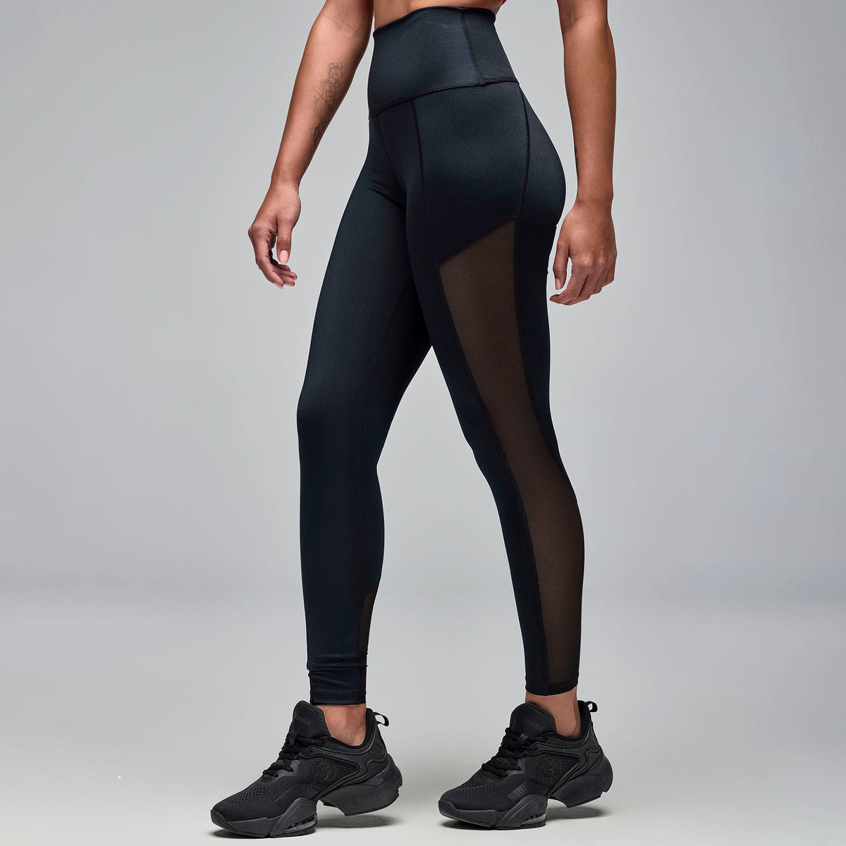 STRONG iD High Waisted Ankle Leggings With Inserts - Bold Black S1B000083