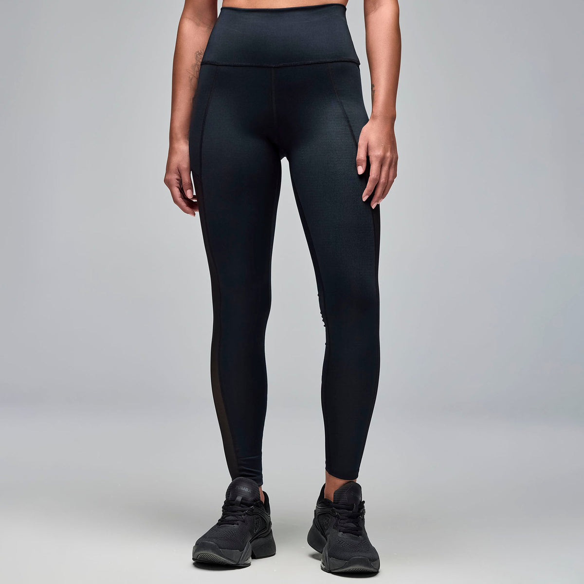STRONG iD High Waisted Ankle Leggings With Inserts - Bold Black S1B000083