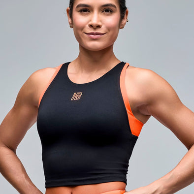 STRONG iD High Neck Racerback Tank With Shelf Bra - Black S1T000096