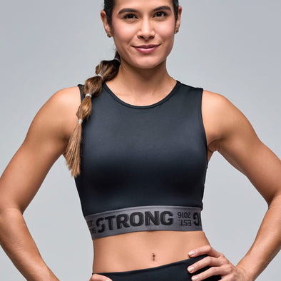 STRONG iD Crop Tank With Elastic Waistband - Black S1T000097