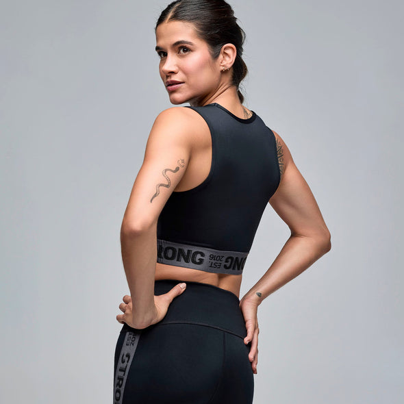 STRONG iD Crop Tank With Elastic Waistband - Black S1T000097