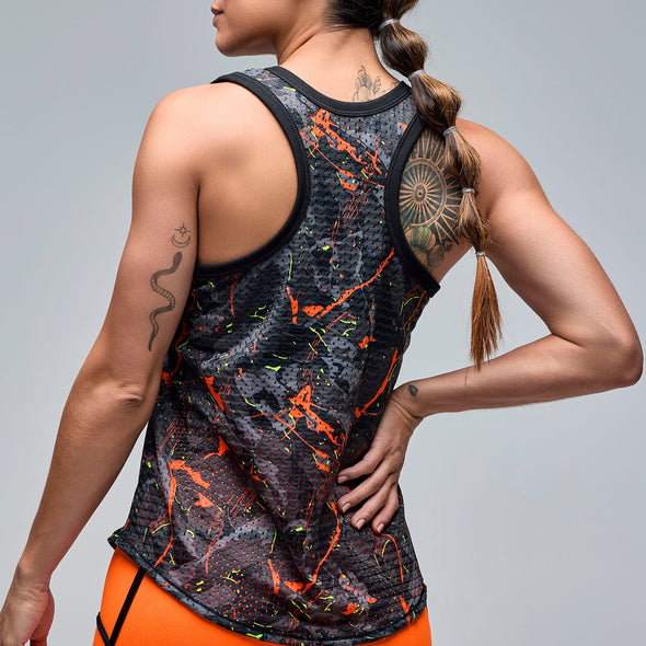 STRONG iD Basketball Tank With Curved Hem - Black/Orange S1T000100