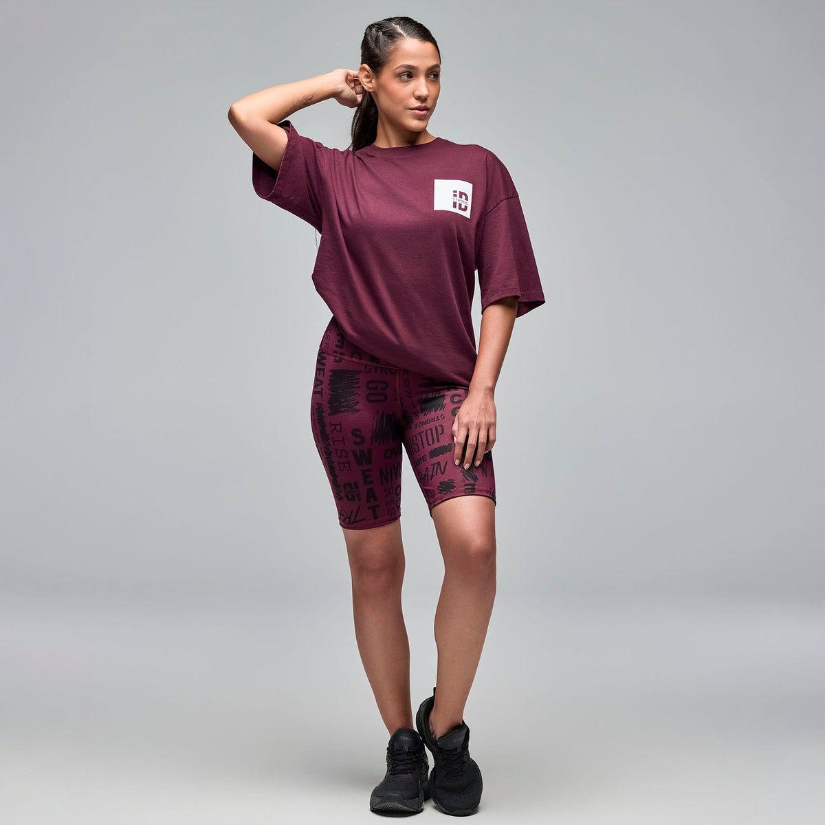 STRONG iD Oversized Tee - Dark Burgundy / Bark S1T000117