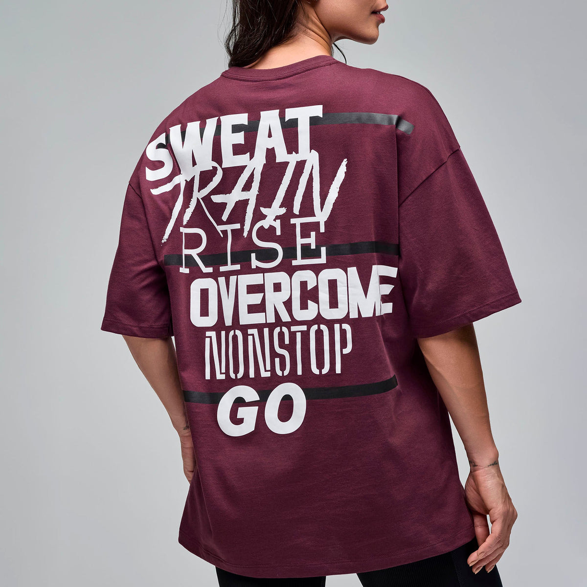 STRONG iD Oversized Tee - Dark Burgundy / Bark S1T000117