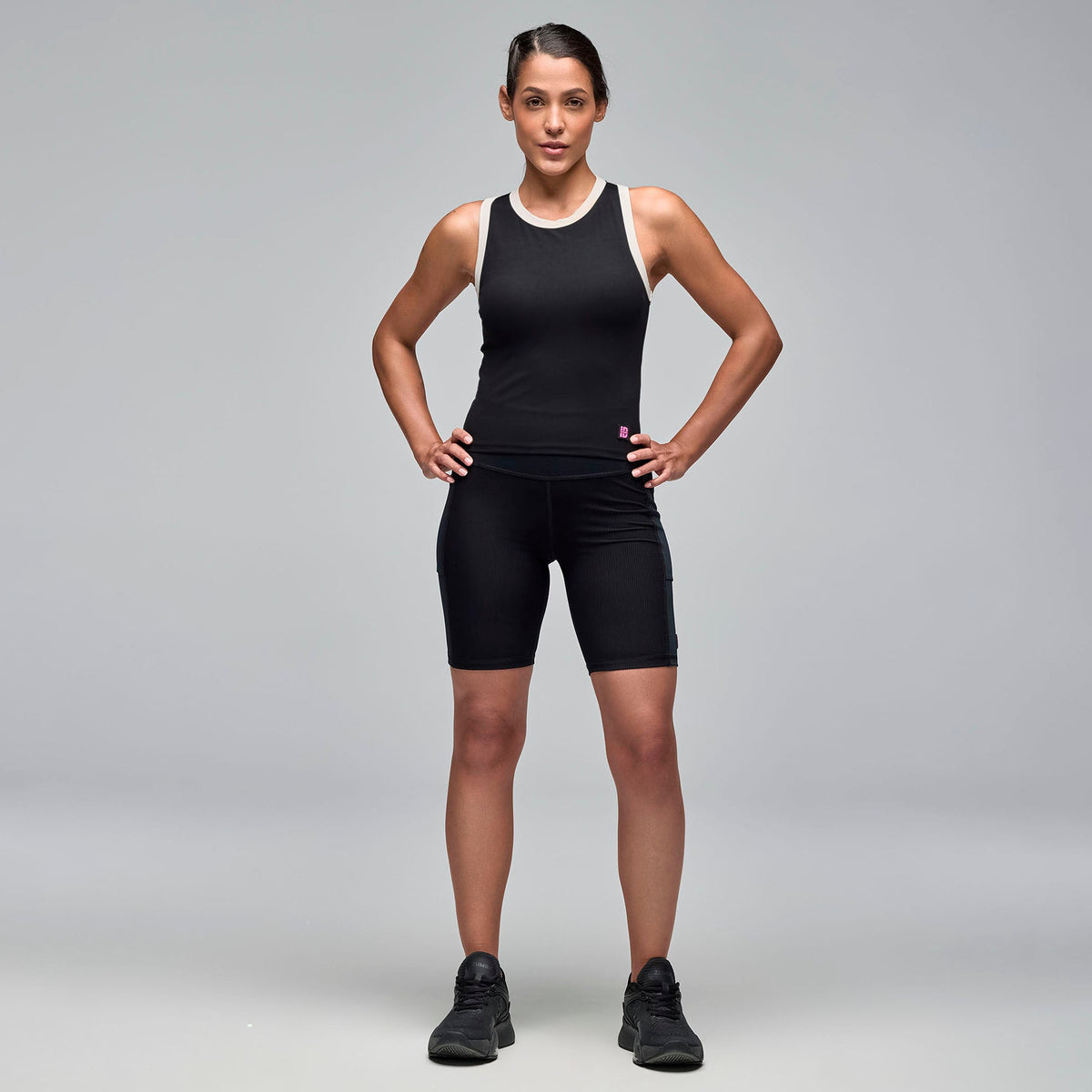 STRONG iD Waist Length Tank - Rib - Bold Black S1T000119