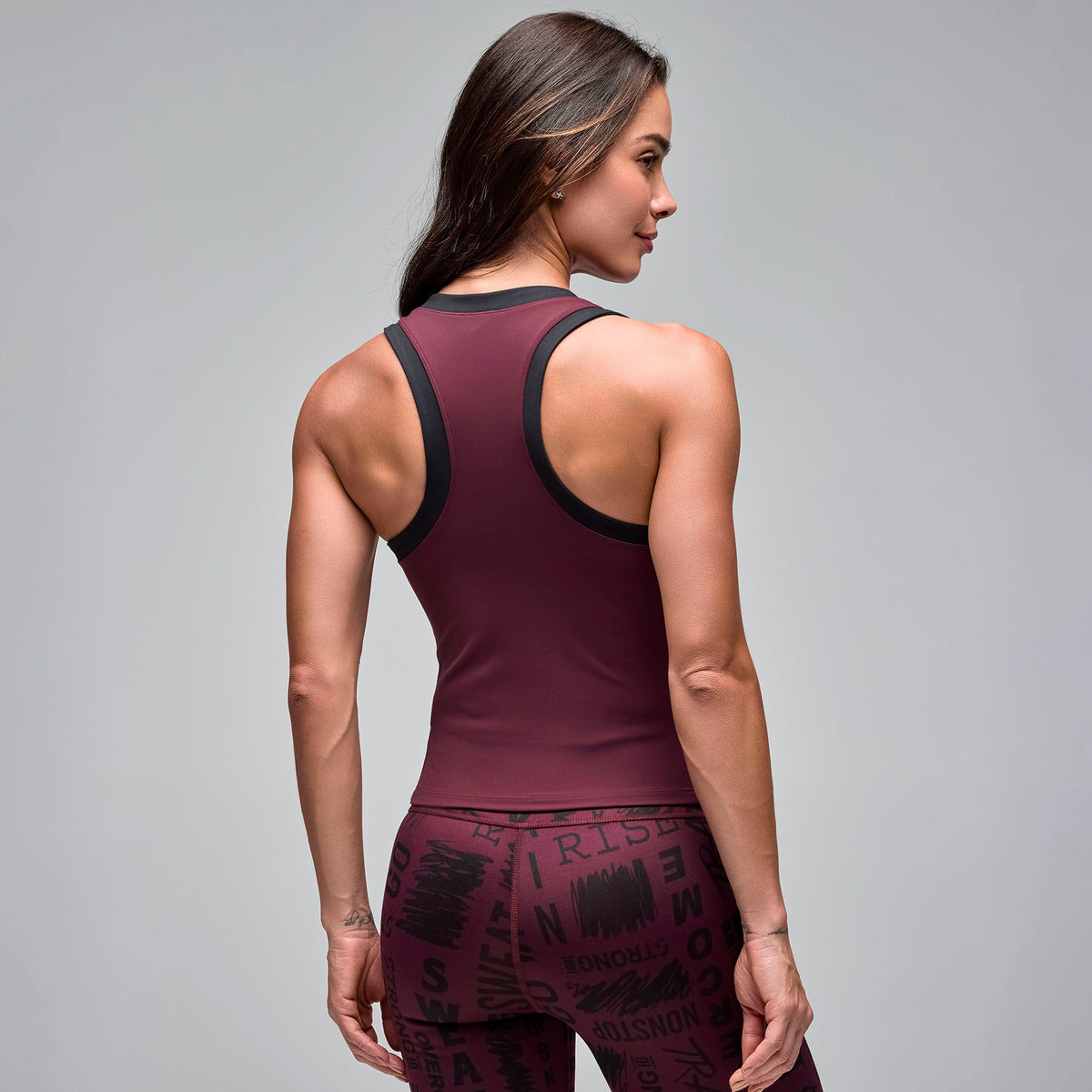 STRONG iD Waist Length Tank - Knit Dark Burgundy S1T000122