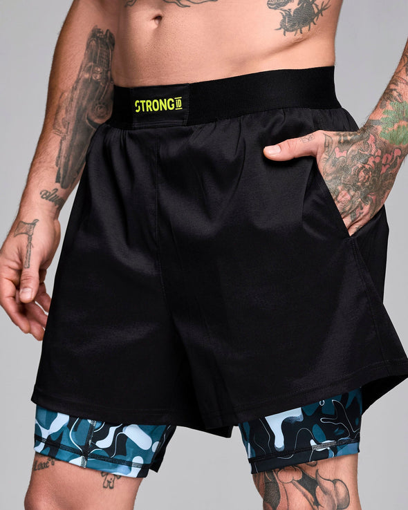 STRONG iD Men's Shorts With Inner Liner -Bold Black S2B000012