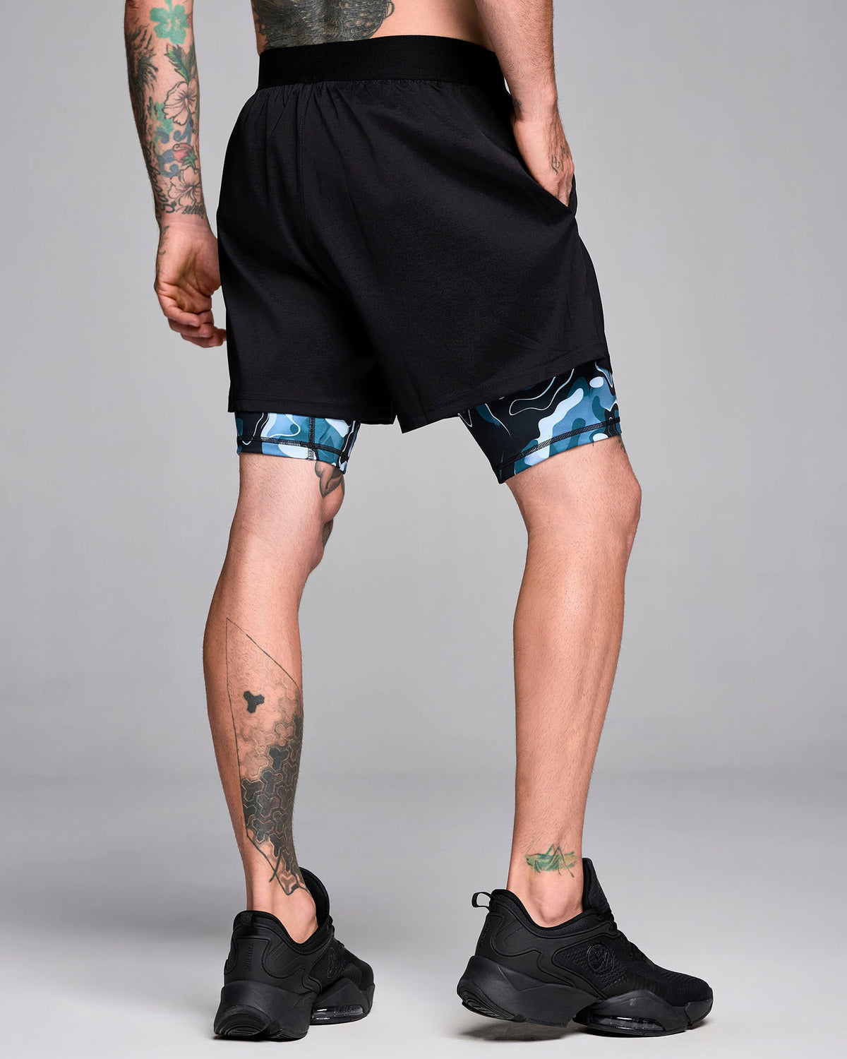 STRONG iD Men's Shorts With Inner Liner -Bold Black S2B000012