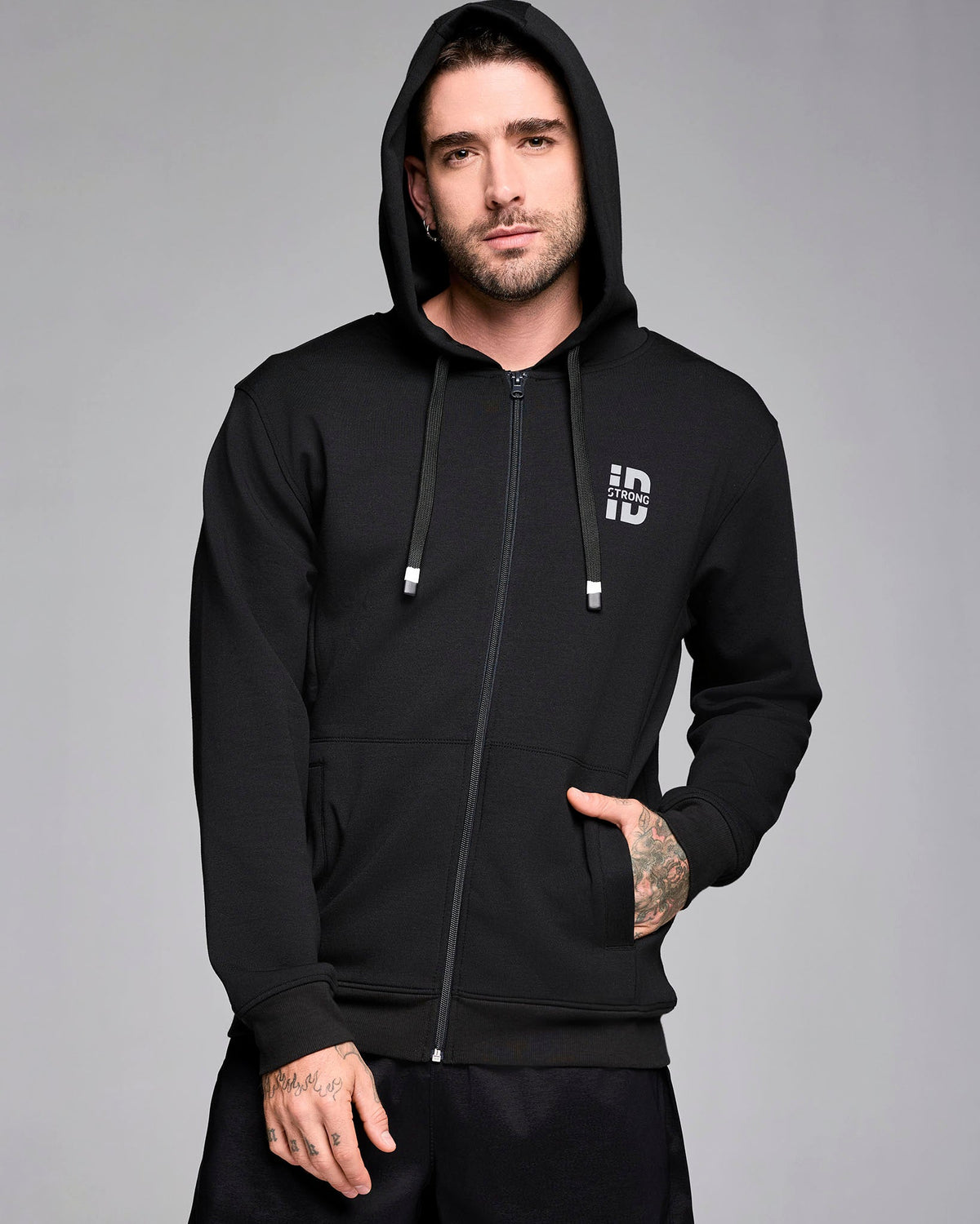 Strong iD Zip-Up Hoodie -Bold Black S2T000017