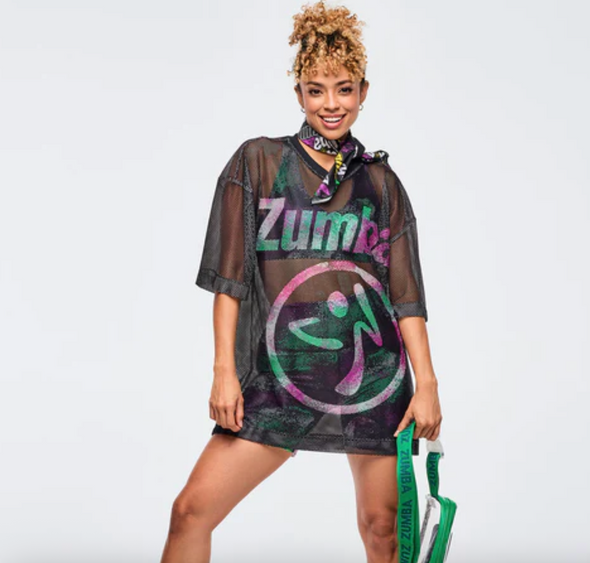 Apres Zumba Mesh V-Neck Top - Bold Black Z1T001248