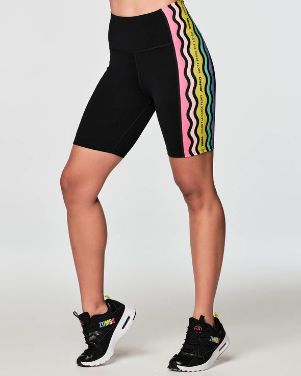 Zumba X Crayola Dance Outside The Lines Biker Shorts  - Bold Black Z1B000241