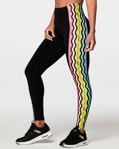 Zumba X Crayola Dance Outside The Lines High Waisted Ankle Leggings - Bold Black Z1B000246