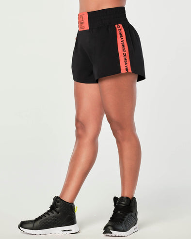 Zumba Since 2001 High Waisted Loose Shorts - Bold Black / Get in Lime Z1B000268