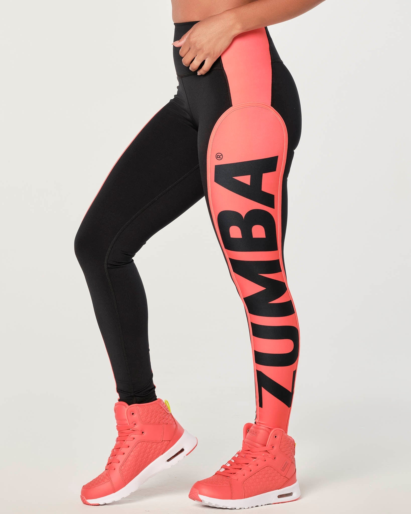 Zumba Forever High Waisted Panel Ankle Leggings - Bold Black Z1B000189