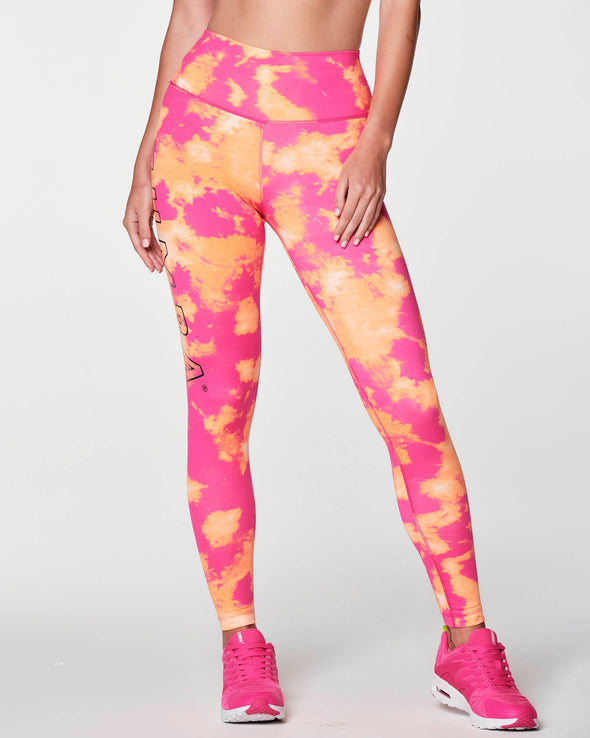 Zumba Move Tie-Dye High Waisted Ankle Leggings - Shocking Pink Z1B000282