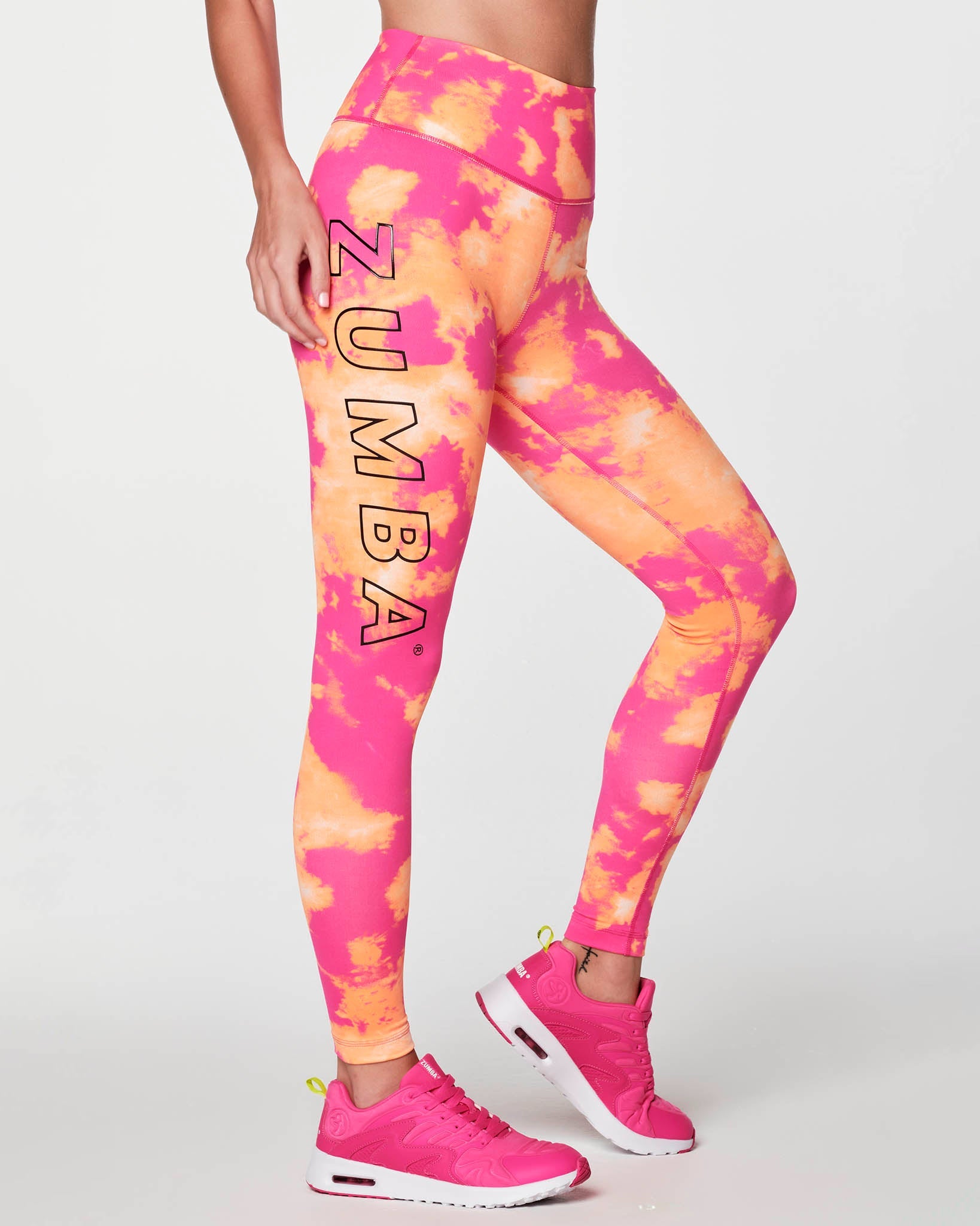 ZYIA, Pants & Jumpsuits, Zyia Pink Rainbow Ribbon Leggings Size 4