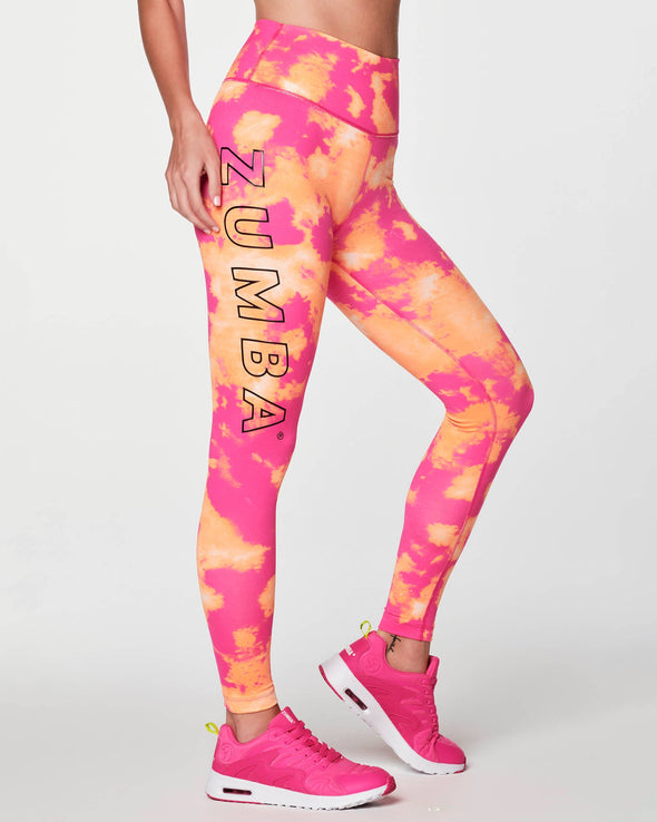 Zumba Move Tie-Dye High Waisted Ankle Leggings - Shocking Pink Z1B000282