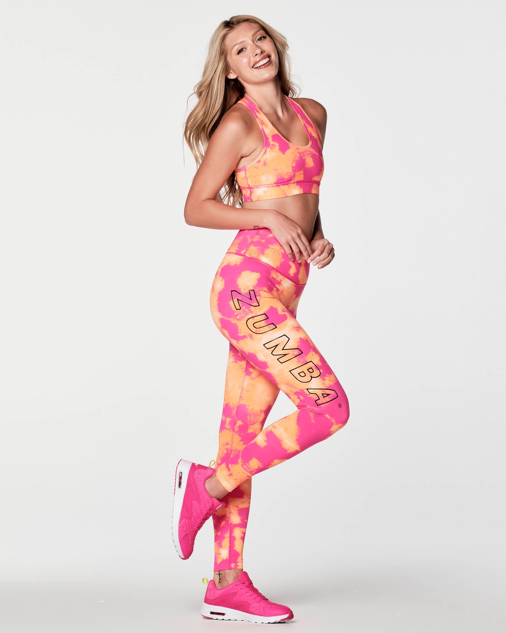 Zumba Move High Waisted Capri Leggings - Pastel Peach/ Purple Slate Z1 –  Natysports