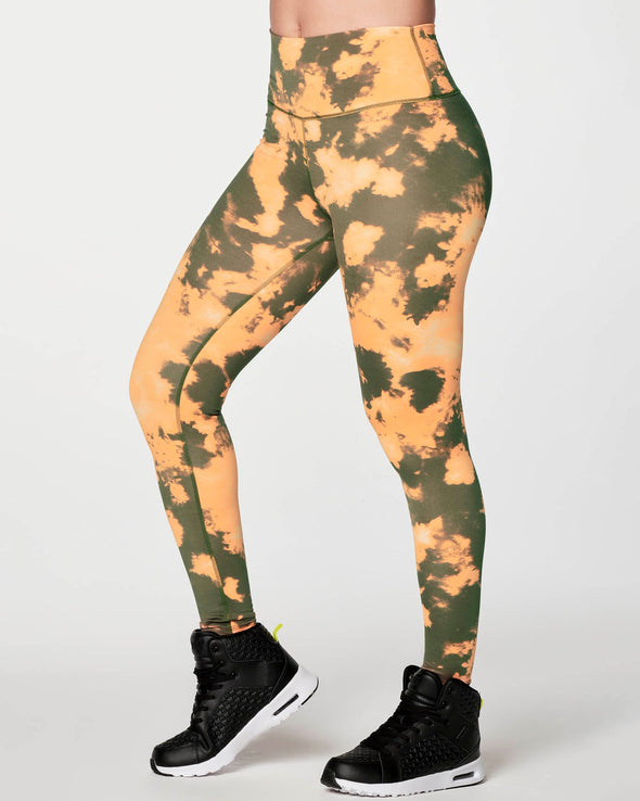Zumba Move Tie-Dye High Waisted Ankle Leggings - Army Green Z1B000283