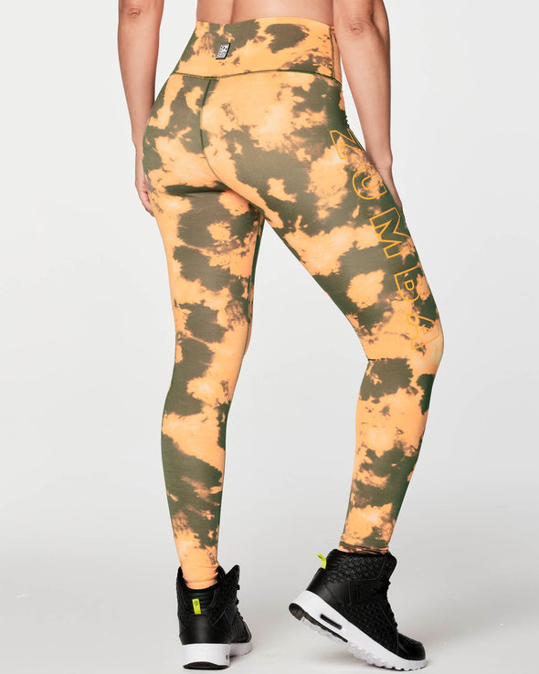 Zumba Move Tie-Dye High Waisted Ankle Leggings - Army Green Z1B000283