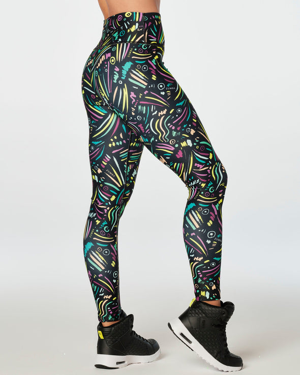 Zumba Transform High Waisted Ankle Leggings - Bold Black / Totally Turquoise Z1B000290