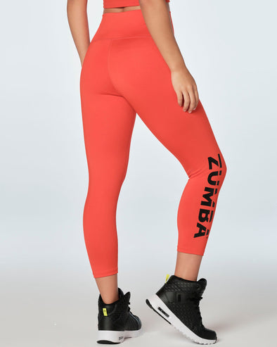 Zumba Love High Waisted Ankle Leggings - Cherry Red ~ L XL ~Free