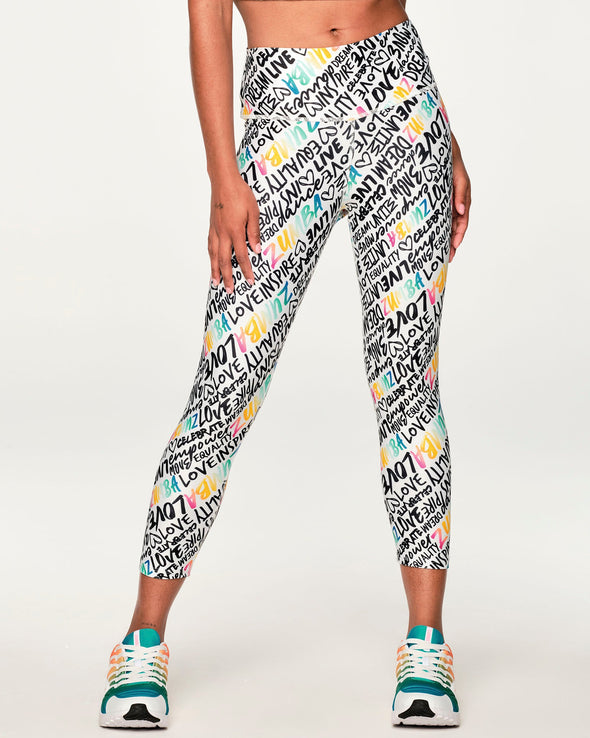 No Judgement Just Joy High Waisted Crop Leggings - Wear It Out White Z1B000388