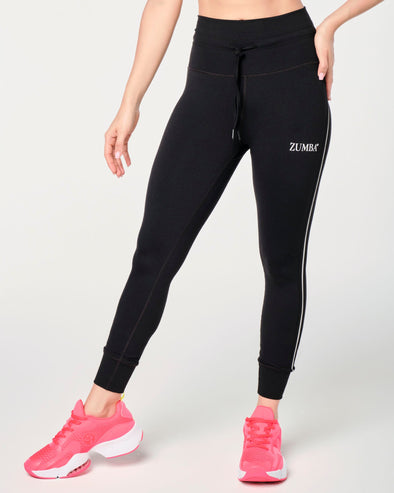 Zumba Haus High Waisted Jogger Leggings - Bold Black/Very Verde Z1B000426