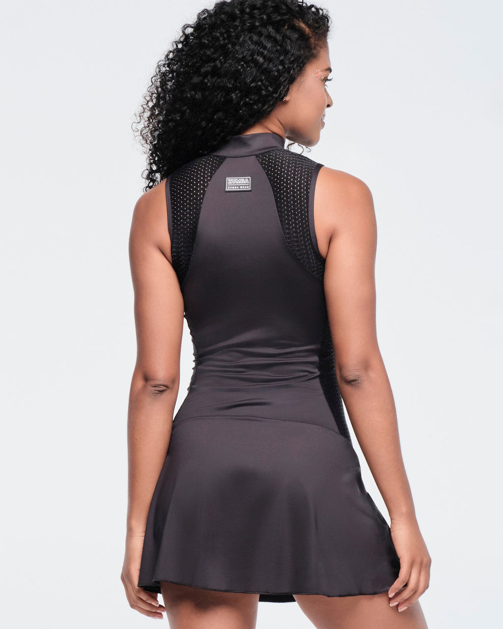 Funscape Mock Neck Sleeveless Dress - Bold Black Z1B000451