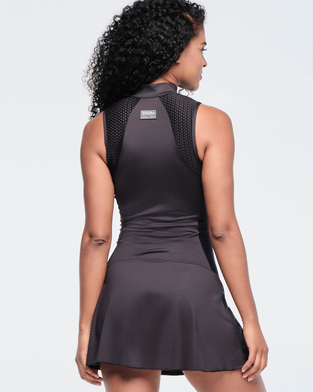 Funscape Mock Neck Sleeveless Dress - Bold Black Z1B000451